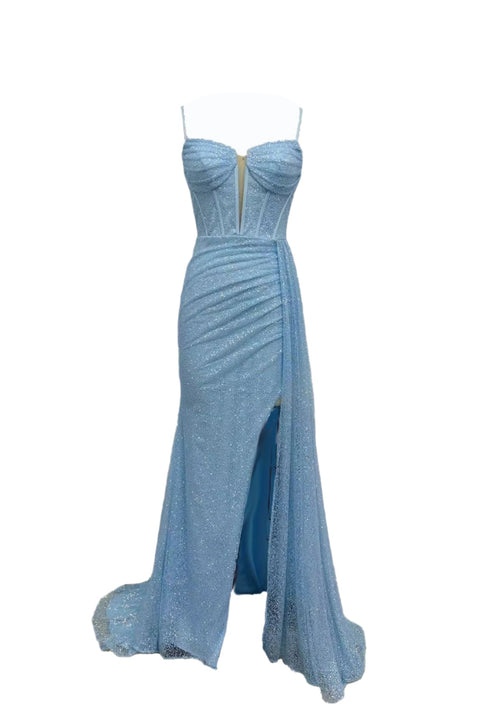 Glitter Sleeveless Slit Gown by Abby Paris – Style 90266