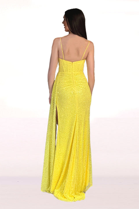 Glitter Sleeveless Slit Gown by Abby Paris – Style 90266
