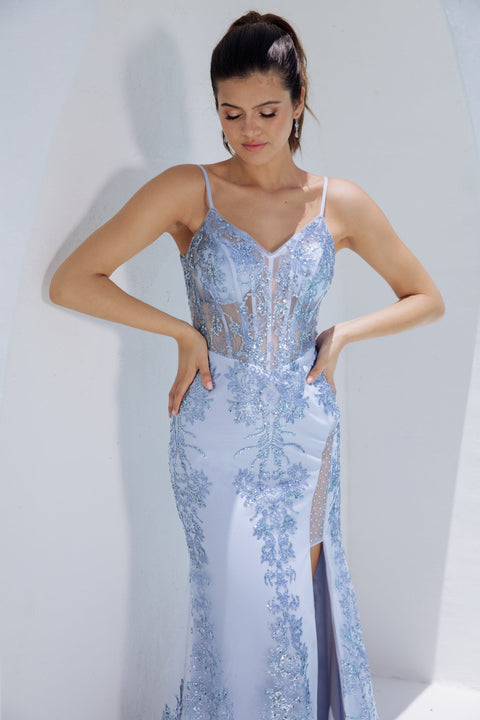 Eureka 9188 glitter print fitted sweetheart slit gown — STARRYBLUE 5bbdb42b 5e66 4c69 9936 21b9aa4f65cc
