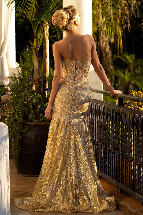 Sweetheart Mermaid Sequin Formal Gown by Lenovia 8424