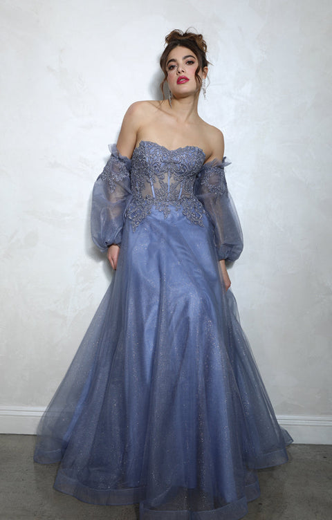 Eureka 9505G strapless puff sleeve a-line gown — SLATEBLUE3 11e70f71 ceae 4a1f 8a0d 72bbf4c23b88