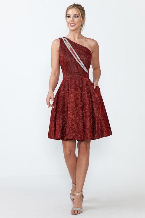 Short Metallic Homecoming Cocktail Dress Lenovia 5272