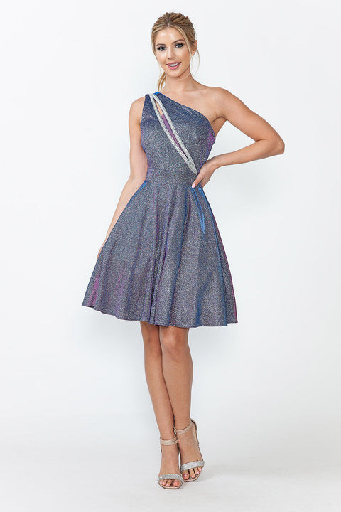 Short Metallic Homecoming Cocktail Dress Lenovia 5272