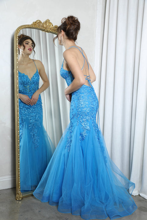 Eureka 9696 sequin applique mermaid dress — AZUREBLUE2