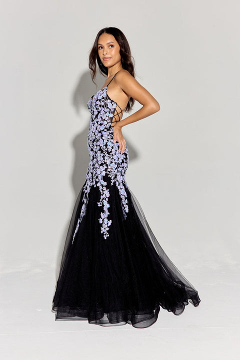 Eureka 9696 sequin applique mermaid dress — BLACKLILAC