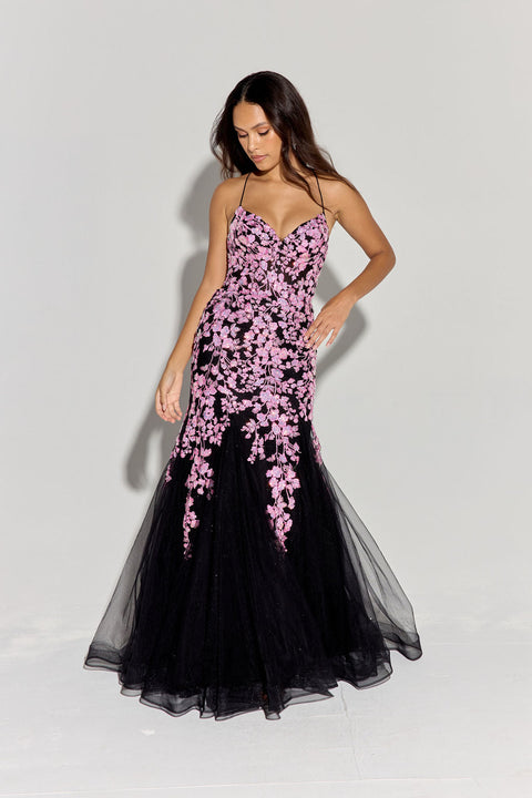 Eureka 9696 sequin applique mermaid dress — BLACKPINK