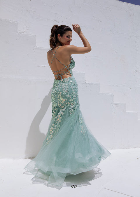Eureka 9696 sequin applique mermaid dress — SAGE2