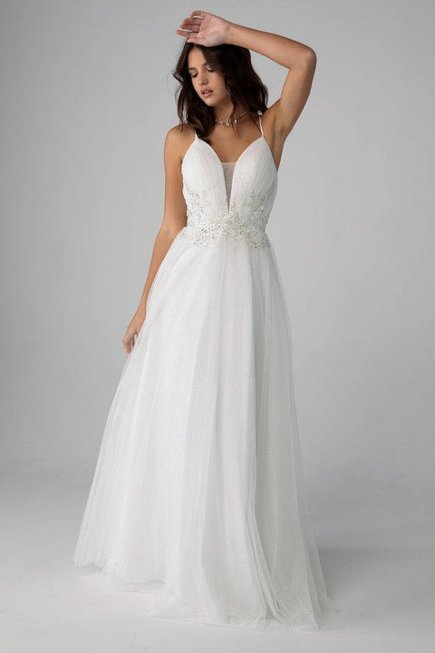 Eureka 9797 applique sleeveless a-line gown — OFFWHITE bb367f8e ac05 4b49 95c3 16099b831672
