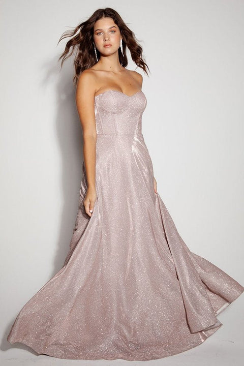 Eureka 9878 metallic sweetheart a-line gown — ROSEGOLD2