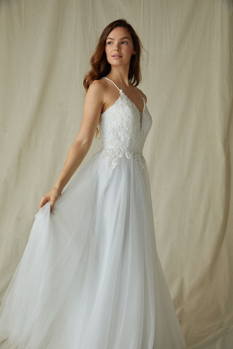 Eureka 9901 applique sleeveless a-line gown — offwhite cb36a8ed 1cff 4e61 b75c 5b0c7177b560
