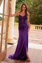 Nox Anabel A1585 Elegant Appliqué Satin Corset Gown with Slit