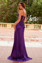 Nox Anabel A1585 Elegant Appliqué Satin Corset Gown with Slit