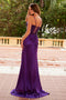 Nox Anabel A1585 Elegant Appliqué Satin Corset Gown with Slit