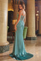Nox Anabel A1585 Elegant Appliqué Satin Corset Gown with Slit