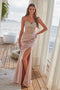 Nox Anabel A1593 Radiant Beaded Satin Gown with Slit