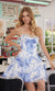 Blue Print Homecoming Dress by Nox Anabel A223