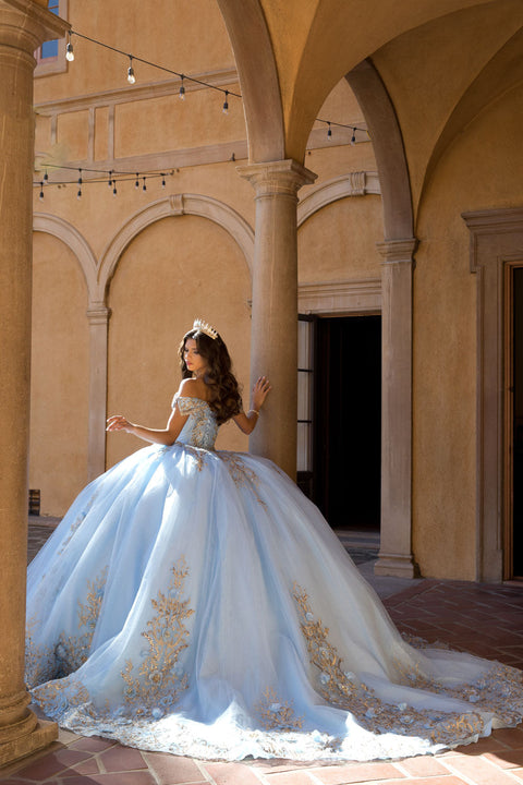 Bella Princess PQ1068 off shoulder ball gown by petite adele pq1068 — image 2.0