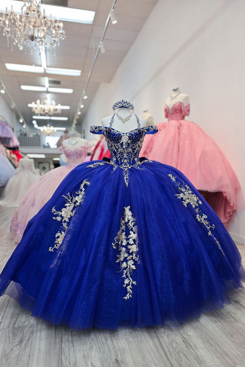 Bella Princess PQ1076 beaded off shoulder ball gown by petite adele pq1076 — image 9.0