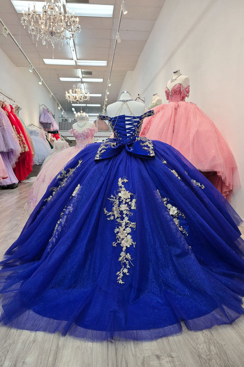 Bella Princess PQ1076 beaded off shoulder ball gown by petite adele pq1076 — image 10.0