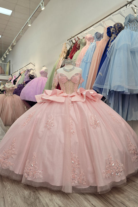 Bella Princess PQ1079 off shoulder ruffled ball gown by petite adele pq1079 — image 8.0