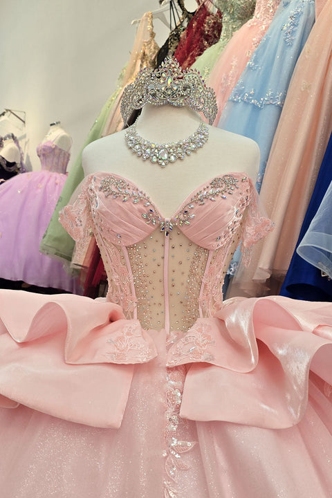 Bella Princess PQ1079 off shoulder ruffled ball gown by petite adele pq1079 — image 10.0