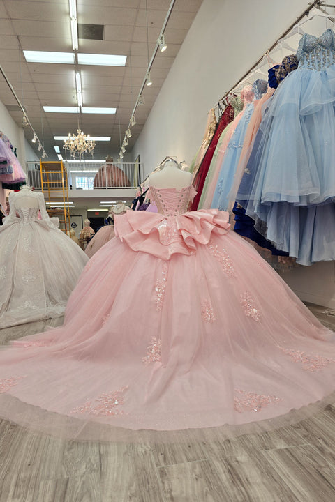 Bella Princess PQ1079 off shoulder ruffled ball gown by petite adele pq1079 — image 9.0