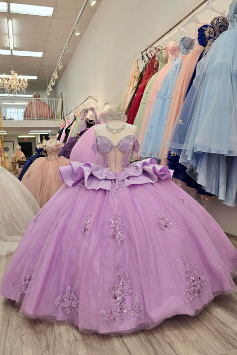 Bella Princess PQ1079 off shoulder ruffled ball gown by petite adele pq1079 — image 12.0