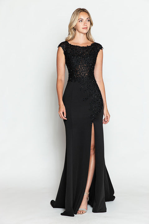 Beaded Formal Long Floral Dress Lenovia 8343