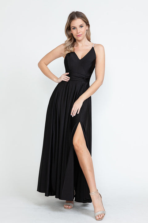 A Line Formal Slit Long Prom Dress Lenovia 5275