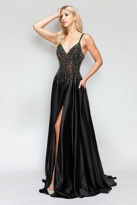 Slit Prom Long Formal Dress Lenovia 8331