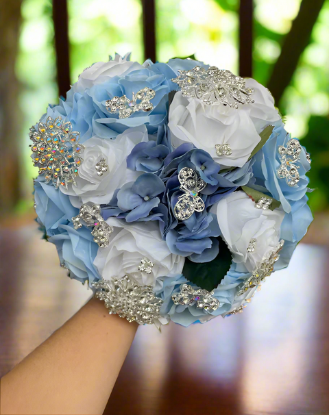 Blue and White Bahama Quinceañera Bouquet