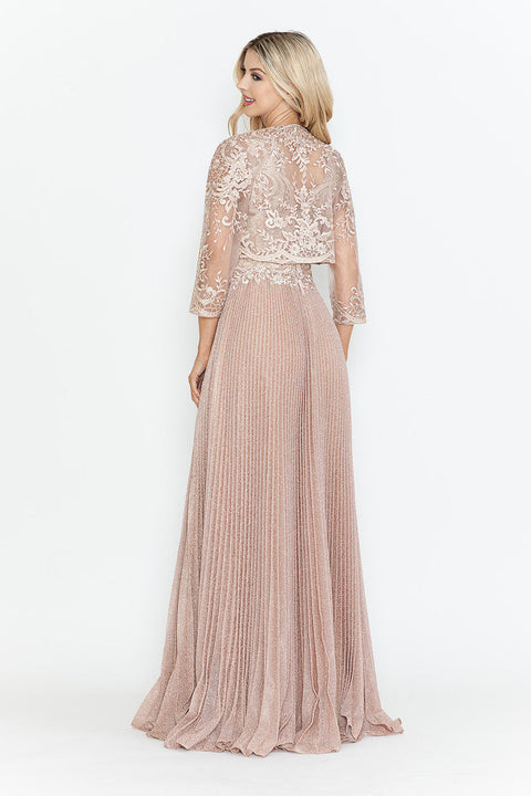 Pleated Long Formal Mother of the Bride Dress Lenovia 8341