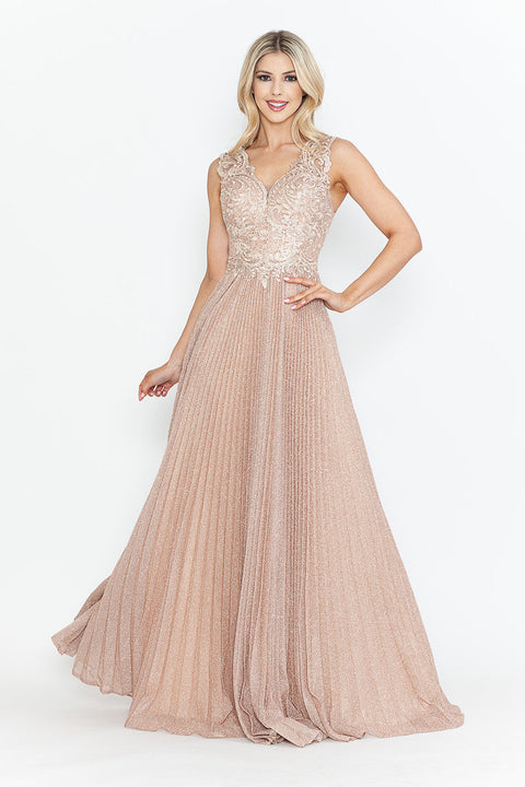 Pleated Long Formal Mother of the Bride Dress Lenovia 8341