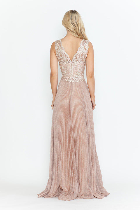 Pleated Long Formal Mother of the Bride Dress Lenovia 8341