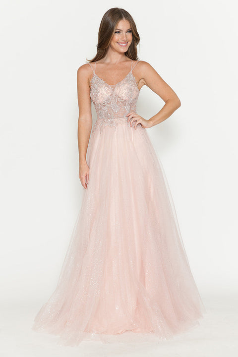 Long Beaded Sequin Formal Prom Dress Lenovia 8183