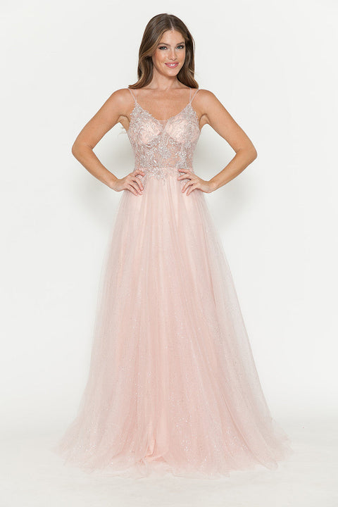 Long Beaded Sequin Formal Prom Dress Lenovia 8183
