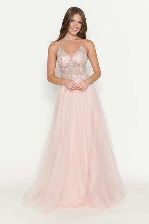 Long Beaded Sequin Formal Prom Dress Lenovia 8183
