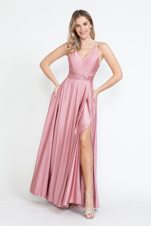 A Line Formal Slit Long Prom Dress Lenovia 5275