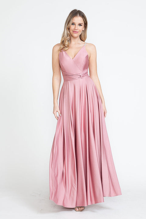 A Line Formal Slit Long Prom Dress Lenovia 5275