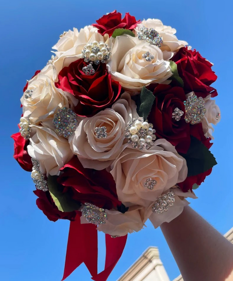 Bouquet in Dark Red and Ivory