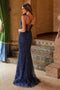 Nox Anabel C1616 Beaded Tulle Gown with Slit and Lace-Up Back