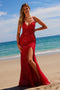 Nox Anabel C1616 Beaded Tulle Gown with Slit and Lace-Up Back