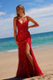 Nox Anabel C1616 Beaded Tulle Gown with Slit and Lace-Up Back