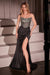 Ladivine C161 Beaded Satin Strapless Gown with Slit