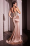 Ladivine C161 Beaded Satin Strapless Gown with Slit