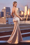 Ladivine C161 Beaded Satin Strapless Gown with Slit