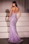 Ladivine C162 Sleeveless Beaded Corset Gown with Slit