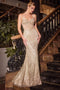 Ladivine C163 Glitter Print Sleeveless Slit Gown