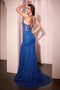 Ladivine C163 Glitter Print Sleeveless Slit Gown