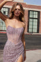 Ladivine C164 Strapless Beaded Corset Gown with Slit